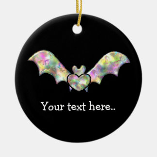 Black Bat and Heart Personalised Halloween Bat Ceramic Tree Decoration