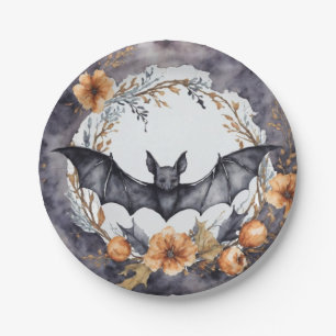 Black Bat and Wreath Party Plates