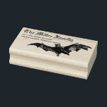 Black Bat Custom Name Halloween Return Address Rubber Stamp<br><div class="desc">Spooky black bat wood print Halloween return address stamp. Add any persons name and address for a special party or gift. Visit my shop for the entire custom Halloween rubber stamp design collection.</div>