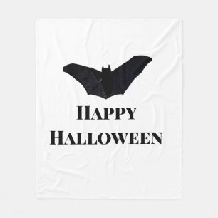 Black bat happy Halloween add name text witches Fleece Blanket