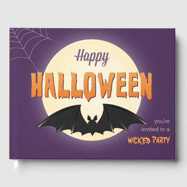 Black Bat Happy Halloween Guest Book (Front)