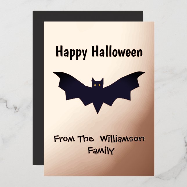 Black Bat Happy Halloween Rose Gold  (Front/Back)