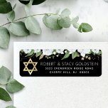Black Bat Mitzvah Chic Gold Floral Return Address<br><div class="desc">Be proud, rejoice and celebrate this milestone of your favourite Bat Mitzvah whenever you use this sophisticated, personalised return address label! A chic, stunning, white and gold glitter floral watercolor with faux gold foil script typography and Star of David, as well as white san serif type overlay a dramatic black...</div>
