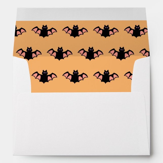 Black Bat Pattern on Orange Envelope (Back (Bottom))