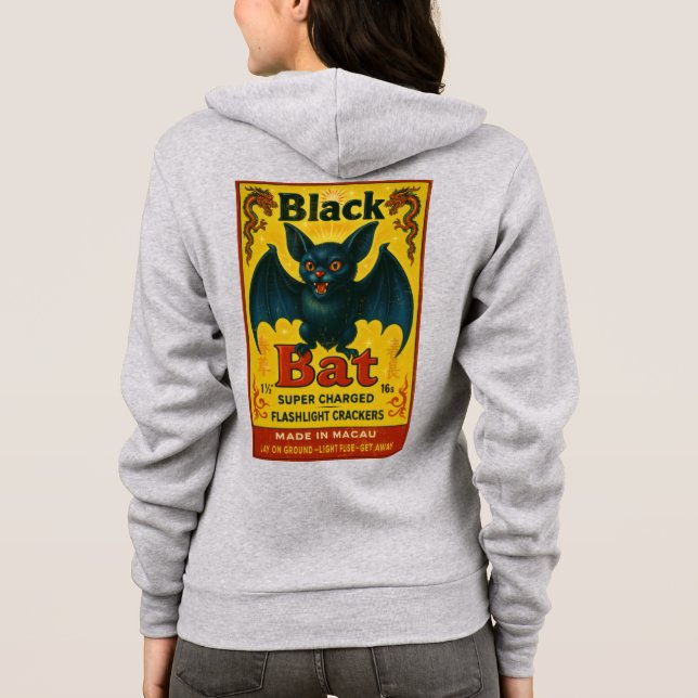 Black Bat Vintage Firecracker Label Hoodie (Back)