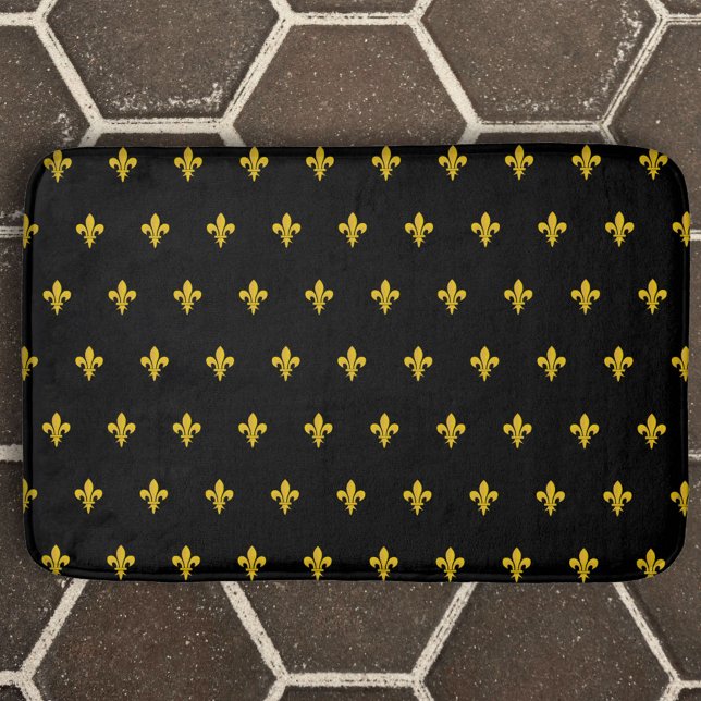 Black Bath Mat with gold Fleur de Lis (Black Bath Mat with gold Fleur de Lis)