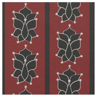 Black Batik Stripes Brick Red Fabric