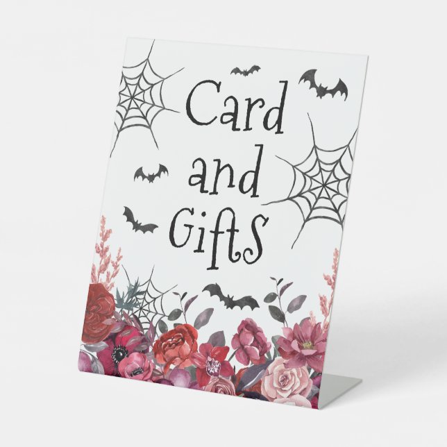 Black Bats Halloween Card Gifts Pedestal Sign (Front)