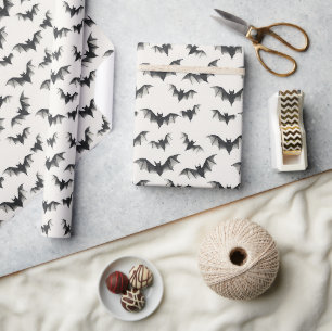 Black Bats Halloween Party Wrapping Paper