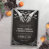 Black Bats & Skeleton Heart Goth Halloween Wedding