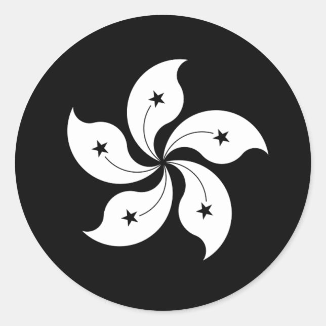 Black Bauhinia flag Classic Round Sticker (Front)