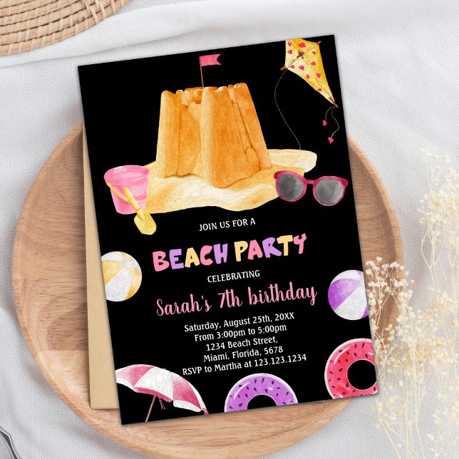 Black Beach Birthday Invitations (Black Beach Birthday Invitations)