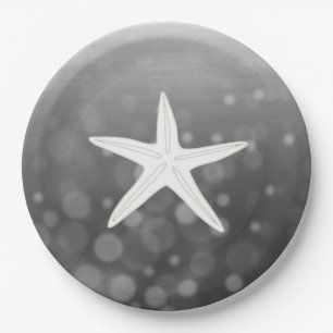 Black Beach Themed Starfish Paper Plates