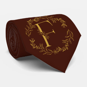 Black Bean Colour Monogrammed Groomsmen Tie