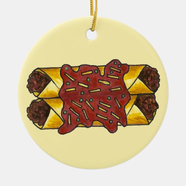 Black Bean Enchiladas Tex Mex Mexican Cuisine Ceramic Tree Decoration (Front)