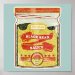 Black Bean Sauce Pop Art Poster<br><div class="desc">A pop art style illustration of a jar of Asian black bean sauce. A design for anyone who love Chinese food. Black bean sauce is used in stir fry,  noodles and marinades. This design has the jar of sauce drawn in vector using red and yellow.</div>