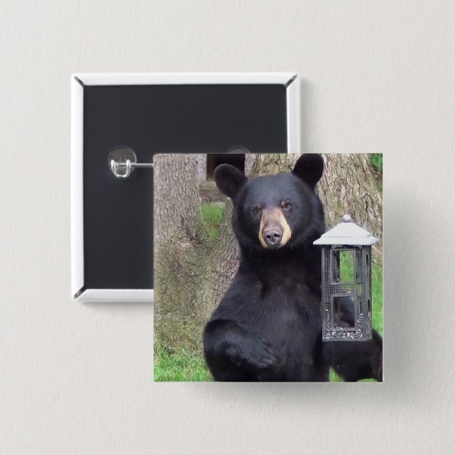 Black Bear 15 Cm Square Badge (Front & Back)