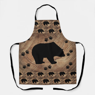 Black Bear And Bear Paws Apron