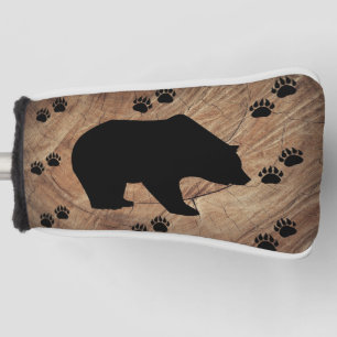 Black Bear And Bear Paws Golf Head Cover