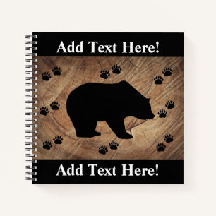 Black Bear And Bear Paws Notebook