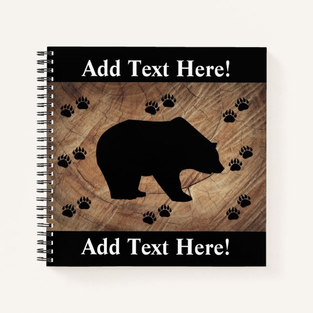Black Bear And Bear Paws Notebook (Front)