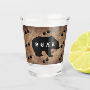 Black Bear And Bear Paws Shot Glass