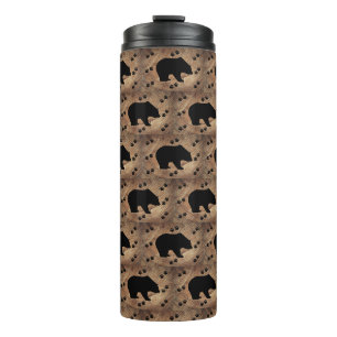 Black Bear And Bear Paws Thermal Tumbler