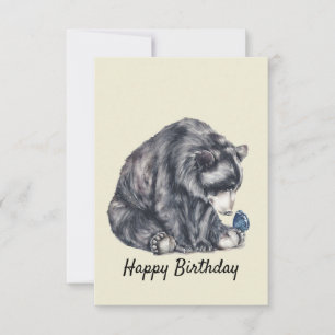 Black Bear and Butterfly Birthday Card