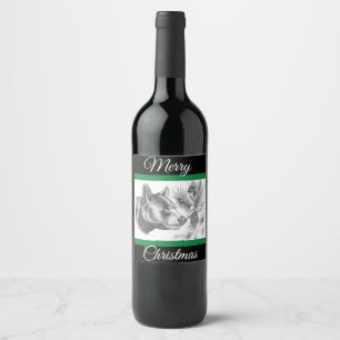 Black Bear and Christmas Tree Wine Label