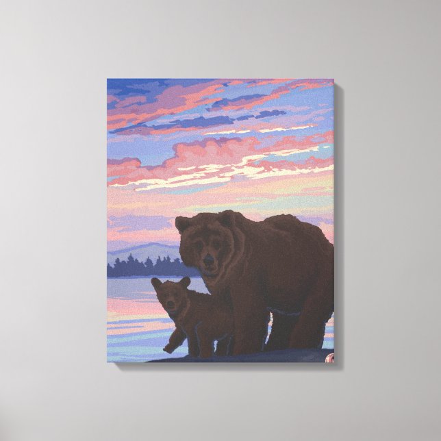 Black Bear and CubColorado Canvas Print (Front)