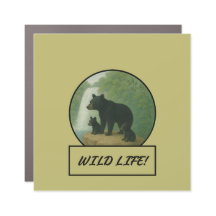 Black Bear and Cubs Dark Khaki Car/Truck Magnet