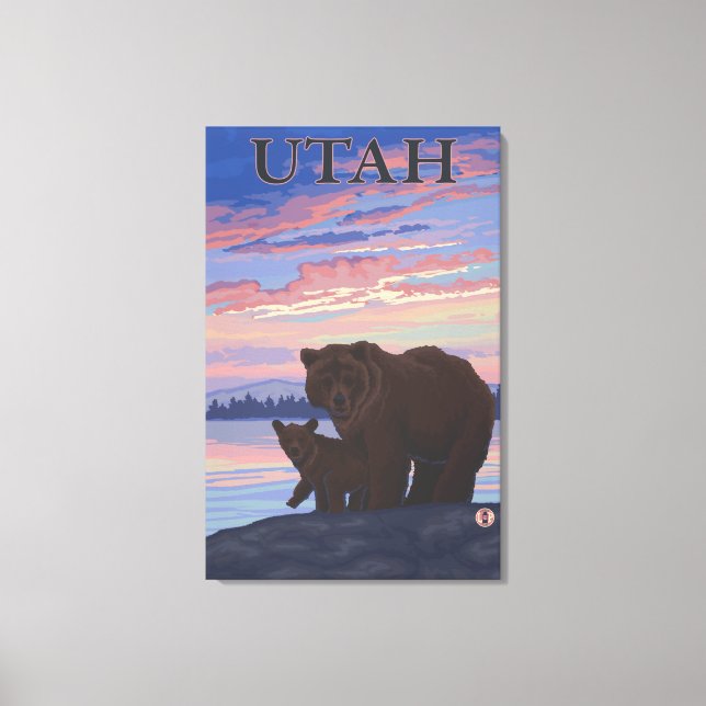 Black Bear and CubUtah Canvas Print (Front)
