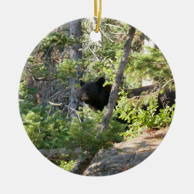 Black Bear at Grand Teton Ceramic Tree Decoration (Front)