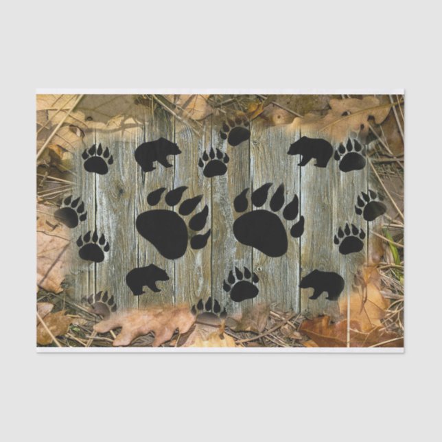 Black Bear Autumn Leafs Tissue Paper (Front)