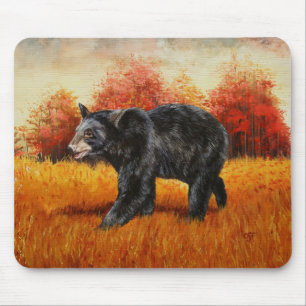 Black Bear Autumn Mouse Pad