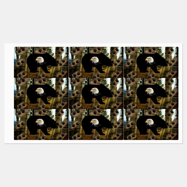 Black Bear Bald Eagle Bear Paw Prints (Sheet)