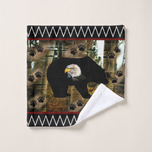 Black Bear Bald Eagle Bear Paw Prints Wilderness Bath Towel Set