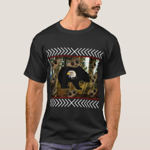 Black Bear Bald Eagle Bear Paw Prints Wilderness T-Shirt