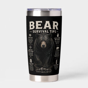 Black Bear Bear Survival Tips Vintage Outdoor Insulated Tumbler