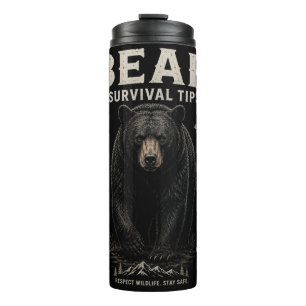 Black Bear Bear Survival Tips Vintage Outdoor Thermal Tumbler