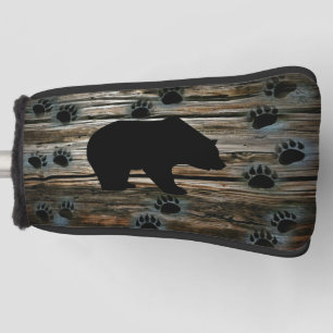 Black Bear Black Bear Paws Rustic Wood Golf Head Cover
