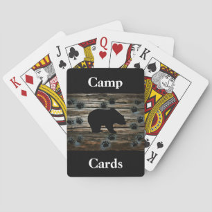 Black Bear Black Bear Paws Rustic Wood Playing Cards