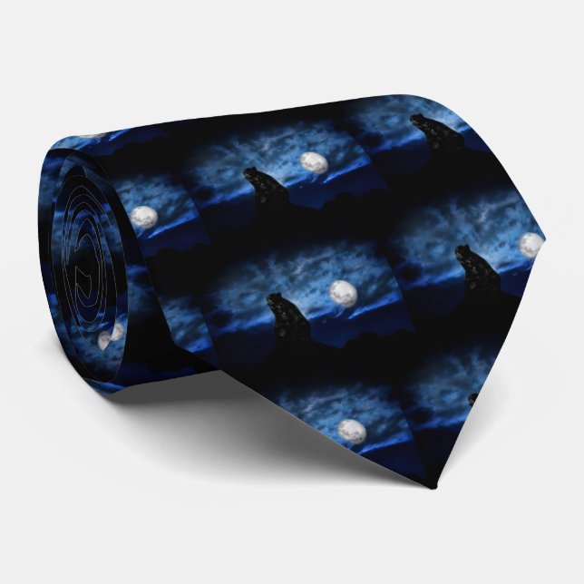 Black bear by moonlight tie (Rolled)