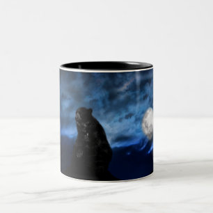 Black bear by moonlight Two-Tone coffee mug