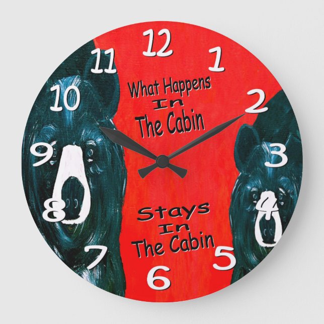 Black bear cabin wall clock (Front)