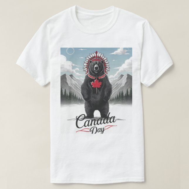 Black Bear Canadian Heritage Canada Day T-Shirt (Design Front)