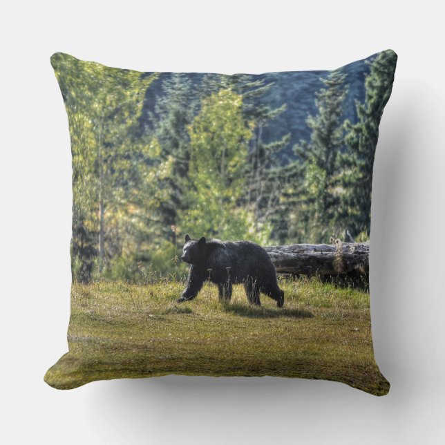 Black Bear Crossing A Ranch Pasture Cushion (Front)
