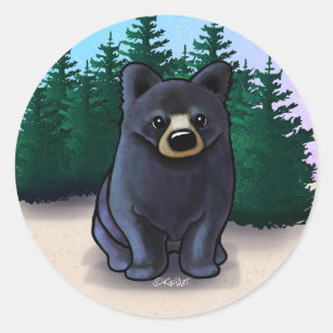 Black Bear Cub Classic Classic Round Sticker