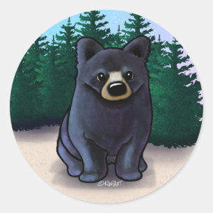 Black Bear Cub Classic Round Sticker