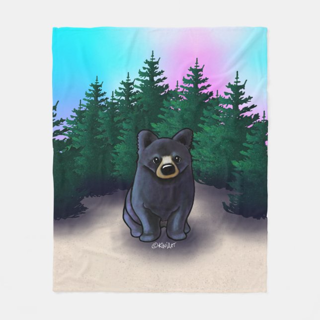 Black Bear Cub Fleece Blanket (Front)
